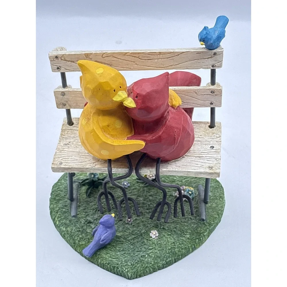 Russ Berrie Tweet Along With Me Resin Bird Bench Figurine Multicolor Decor